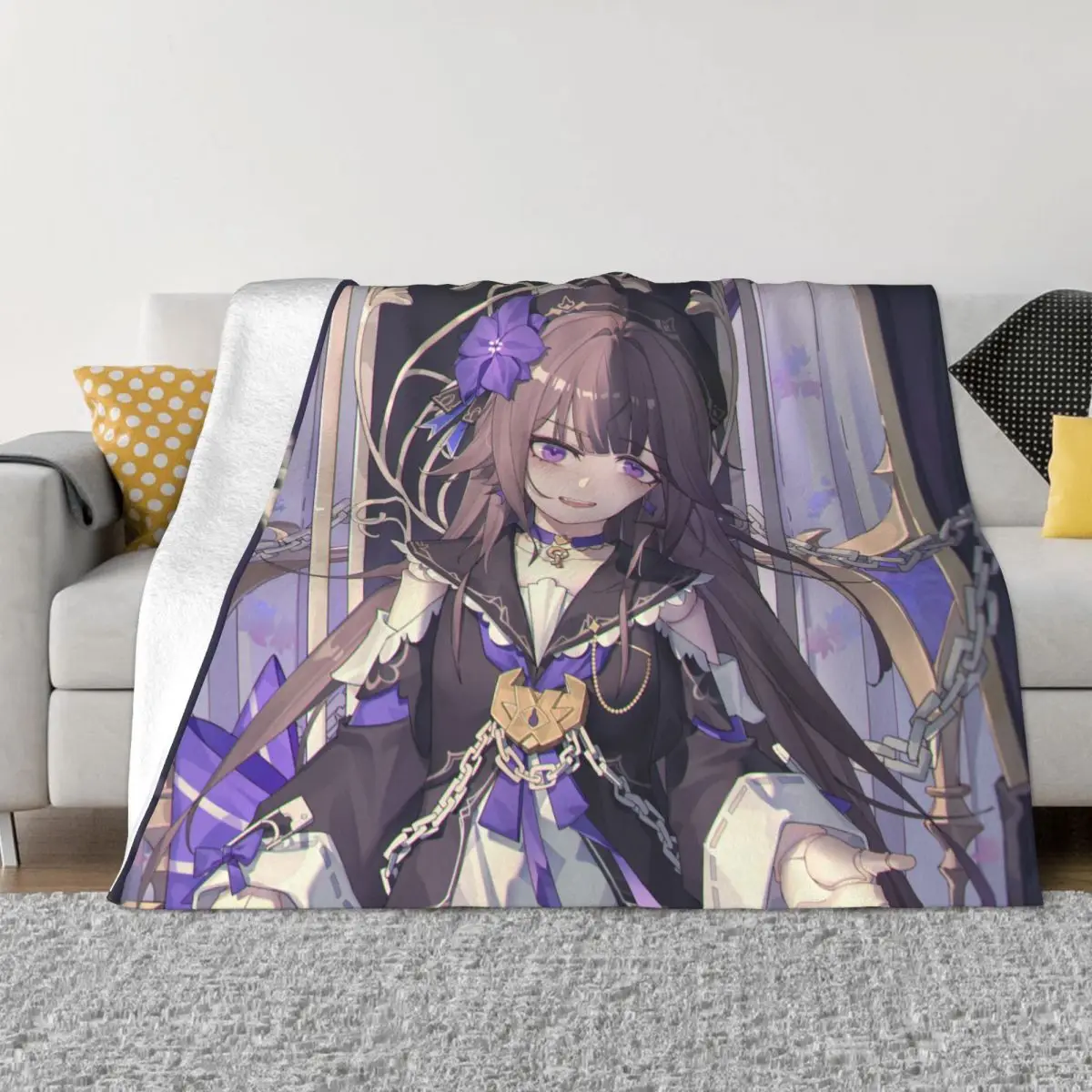 

Одеяло с мультяшным принтом из аниме Honkai, многофункциональное супертеплое одеяло для кровати, уличный коврик