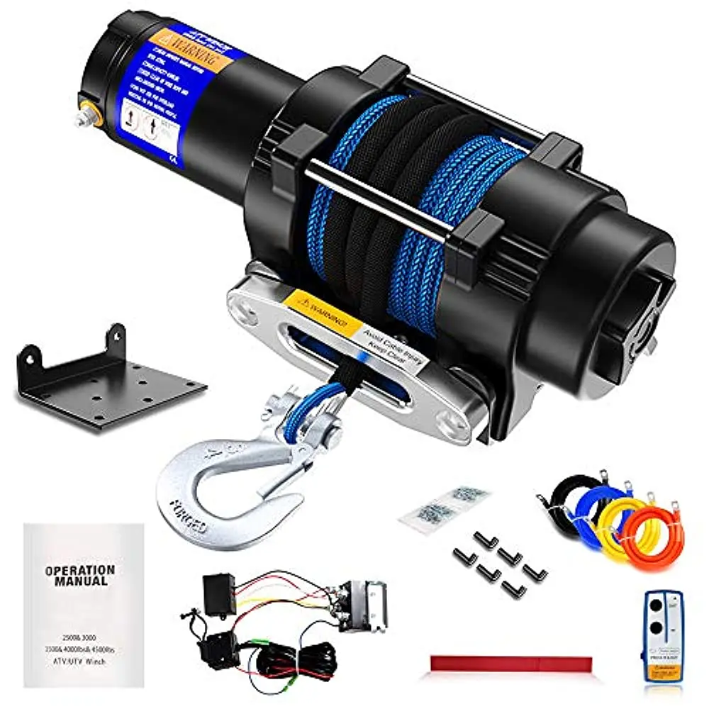 12V 4500 lb electric winch Synthetic Rope ATV UTV Winch with mounting