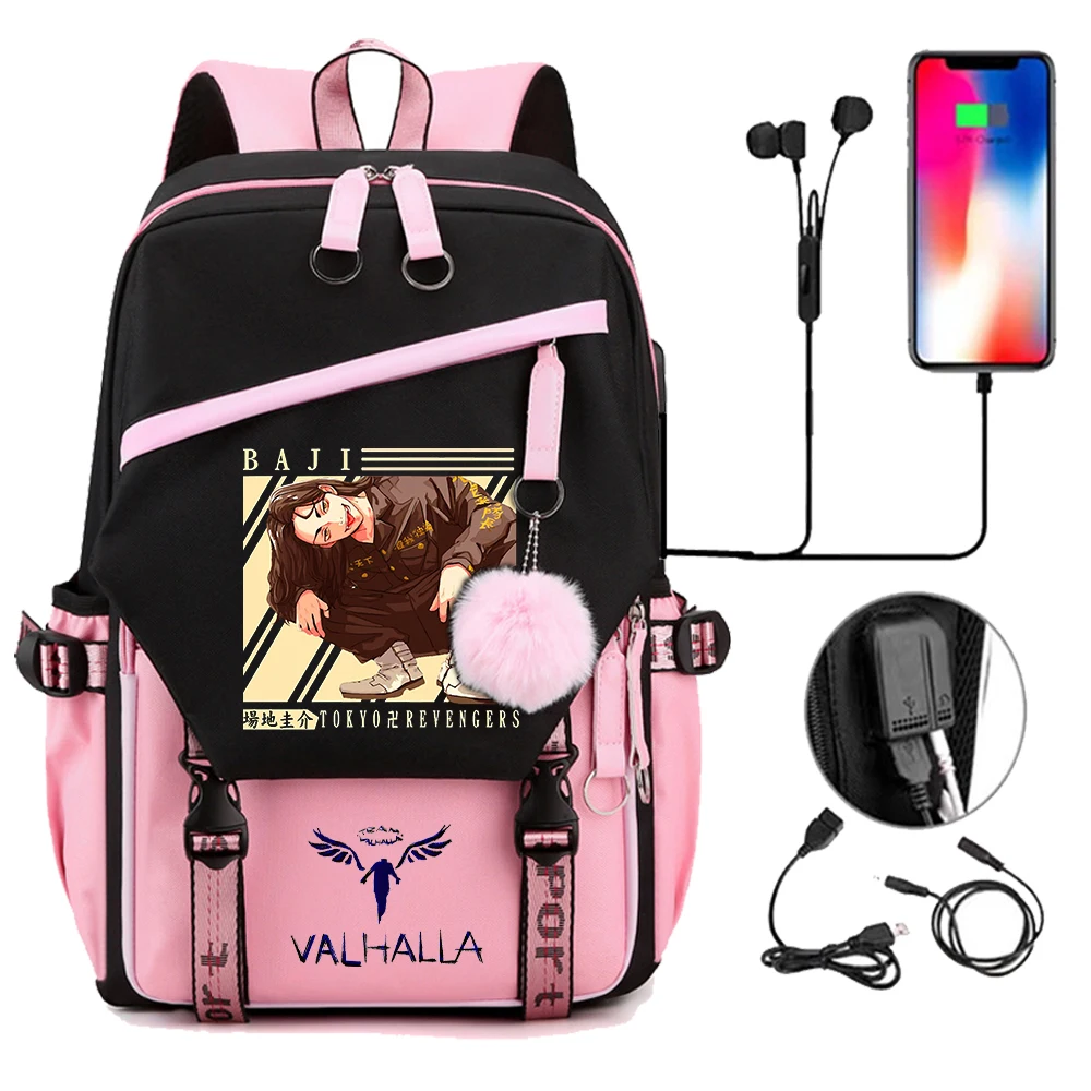 

Tokyo Revenger Keisuke Baji Anime School Backpack Usb Laptop Schoolbag Girls Travel School Backpack for College Student Bagpack