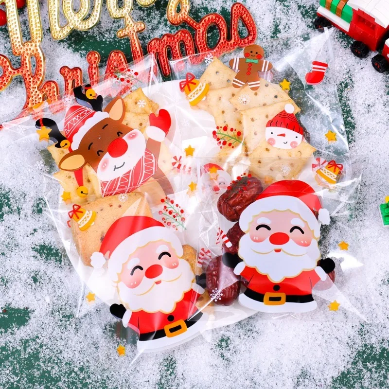 Candy Self Sealing Sticky Bag Christmas Storage Bag Old Man Tree Snowflake Crisp Pouch Party Festival Gift Decor Cookies Wrap christmas gift bags christmas candy packaging christmas gift box
