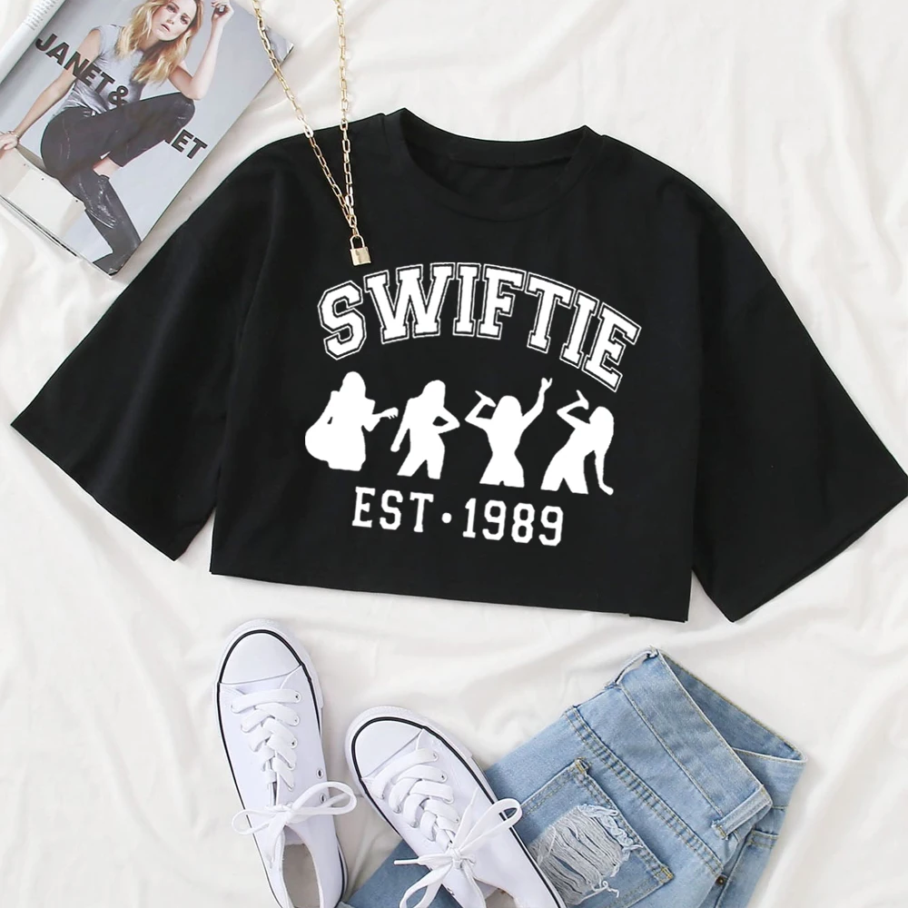 1989 Crop Top Taylor Crop Top Taylor Music Album Regalo Per Lei Swift O-Collo Maniche Corte Crop Top