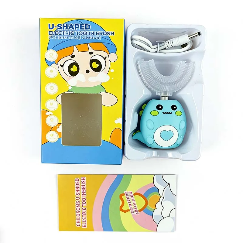 어린이용 휴대용 가정용 U자형 구강 관리 및 청소 브러시, 휴대용 USB 충전 치아 청소 전동 칫솔