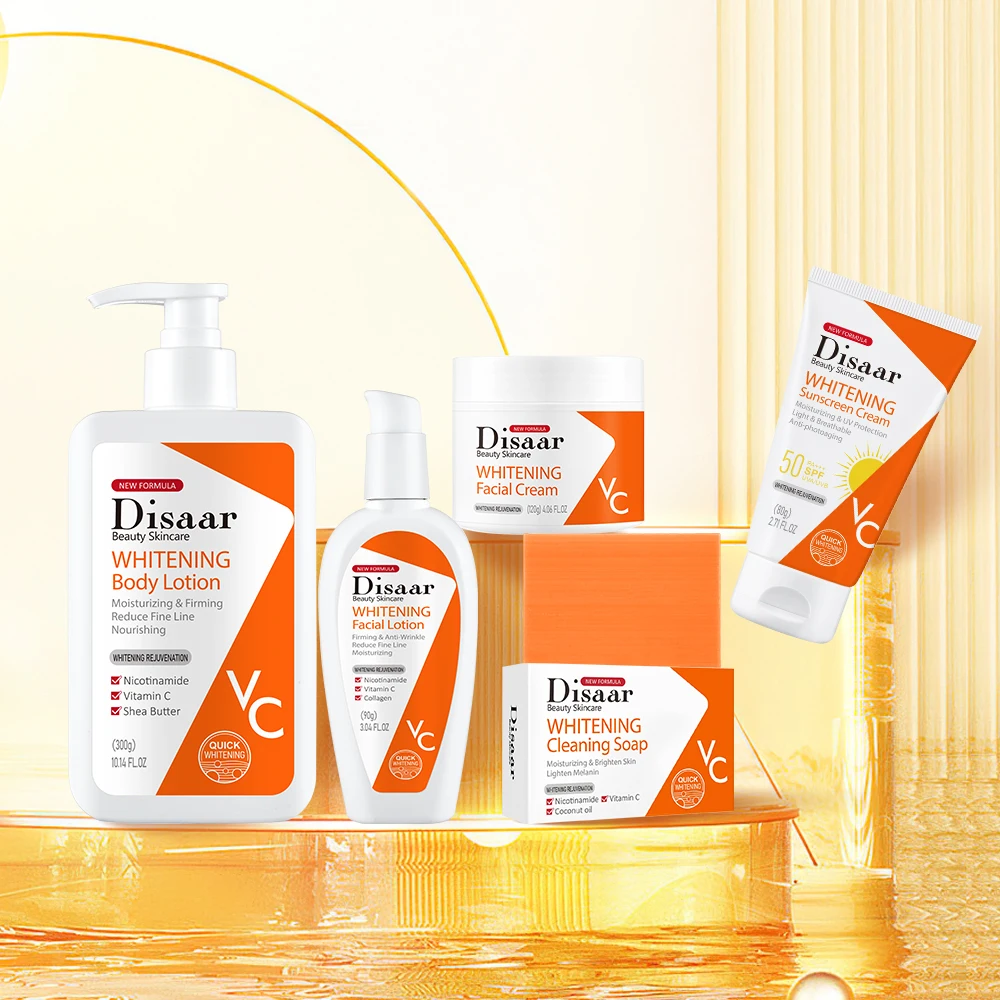 Disaar Whitening Skin Care Set Vitamin C Face Cream Lotion Serum Sunscreen Facial Wash Foam Soap Body Lotion Nicotinamide