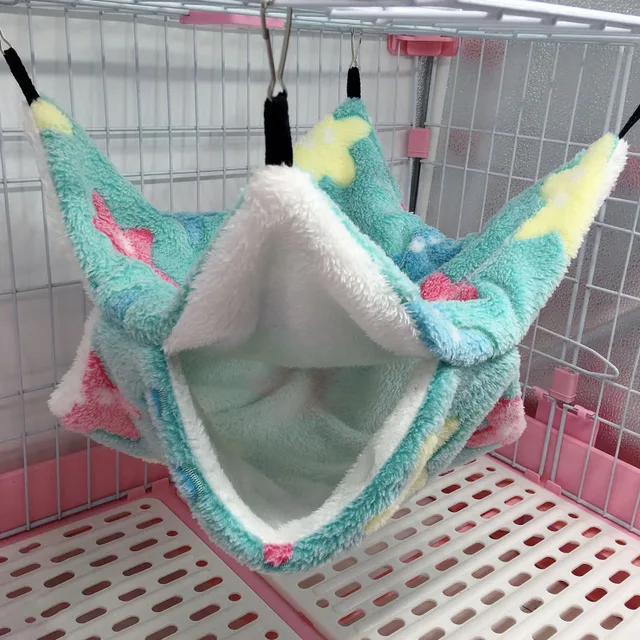 Warm Plush Hamster Hammock Small Animal Double-layer Thicken Sleeping Bag Nest Pets Rat Squirrel Hanging Cage House 2