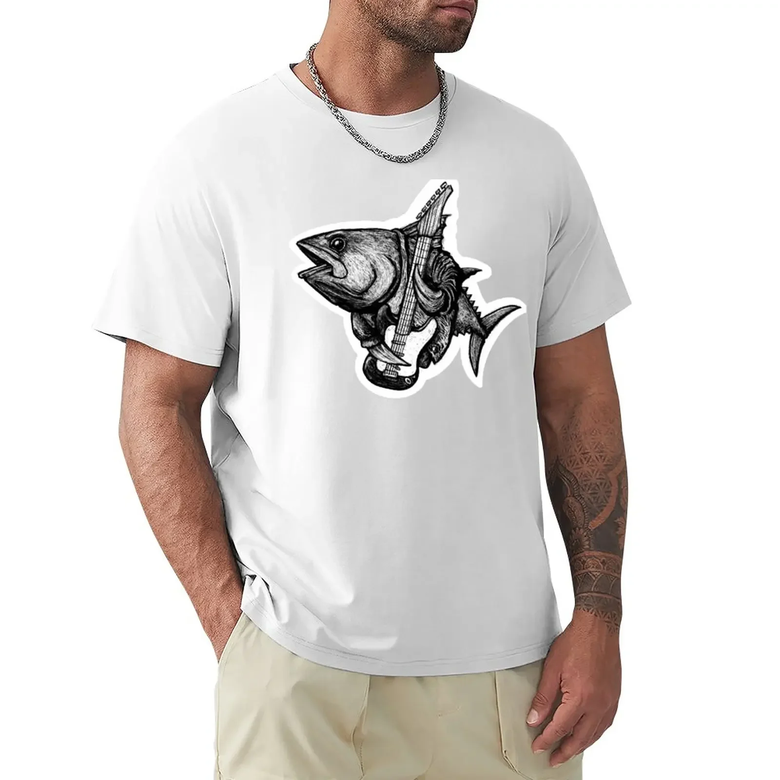 

Rockfish (on guitar) T-Shirt cute clothes summer tops boys animal print mens graphic t-shirts funny
