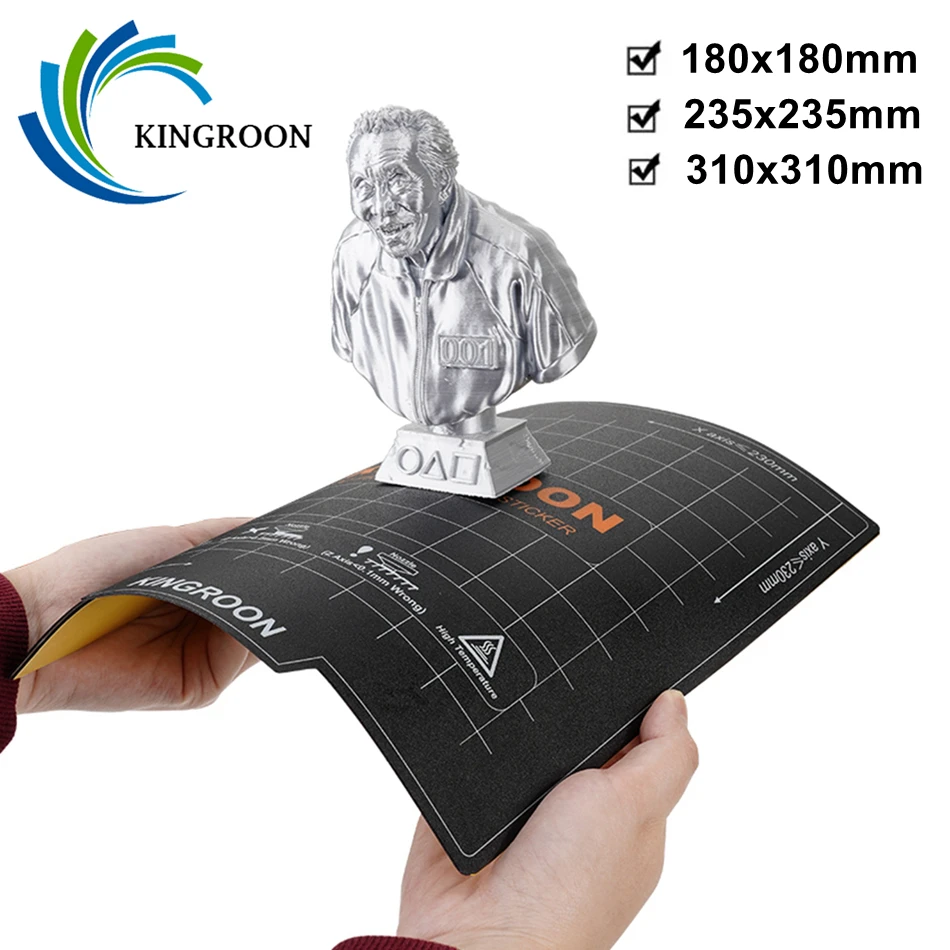 Kingroon Impressora 3d Heatbed a Mais b Folha Magnética Flexível 180×180 235×235 mm Ímã Placa de Construção para Kp3s Kp5l Ender Cr10