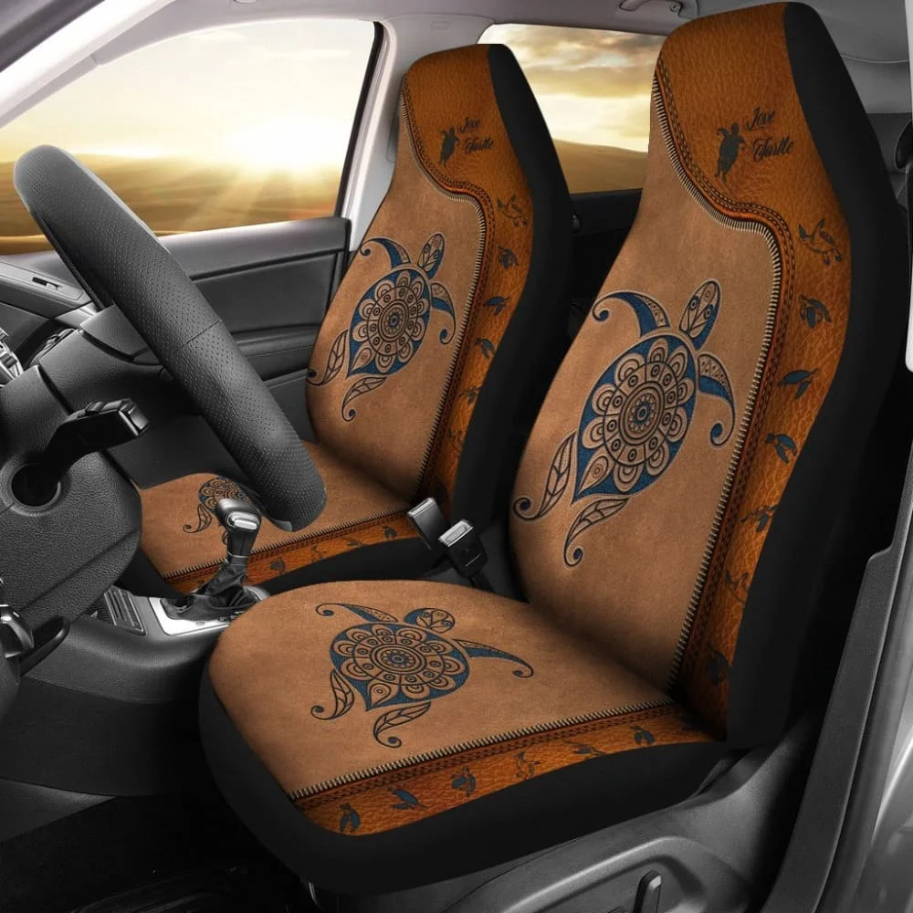 

Turtle Leather Car Seat Covers,Pack of 2 Universal Front Seat Protective Cover