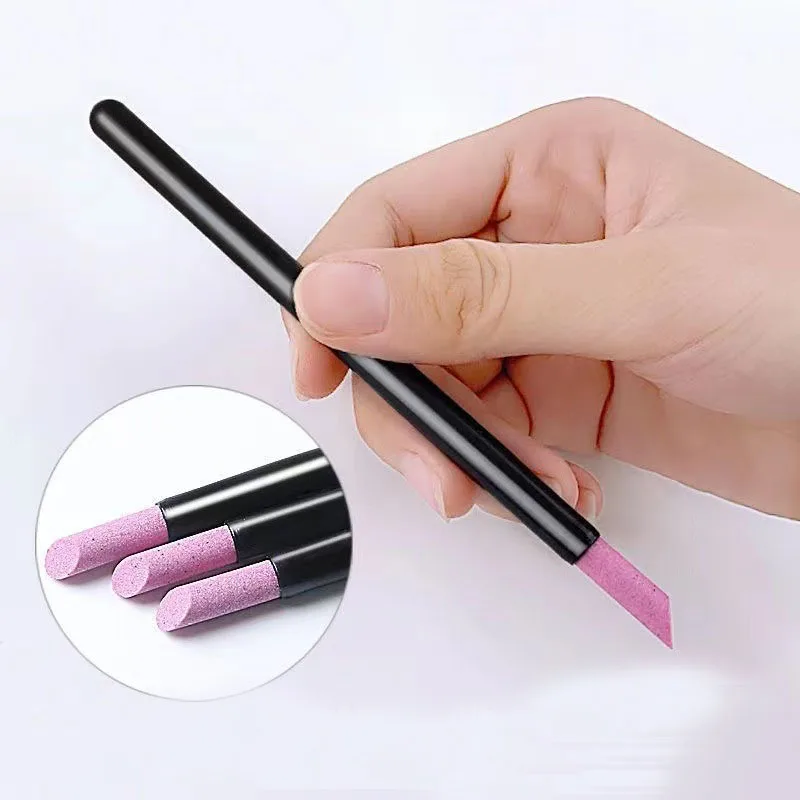 5pcs/set Quartz Stone Scrub Nail File Rods Cuticle Remover Dead Skin Remover Lightweight Portable Handy Use Manicure Tools