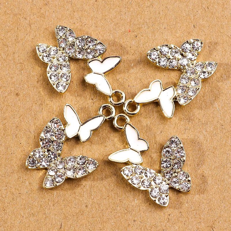 10 Stück 12*23mm Cartoon-Kristall-Schmetterlingsanhänger für die Schmuckherstellung, Ohrringe, Halsketten, DIY-Armbänder, Bastelbedarf – Detail 8