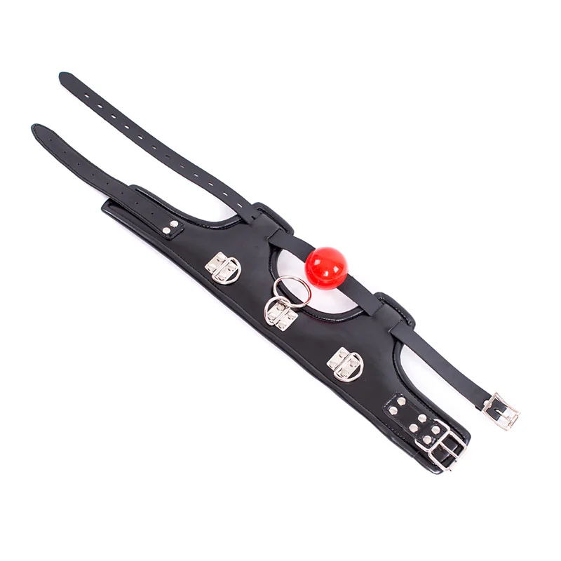 Bondage Leather Collar With Silicone Ball Gag For Couples_voghion.com