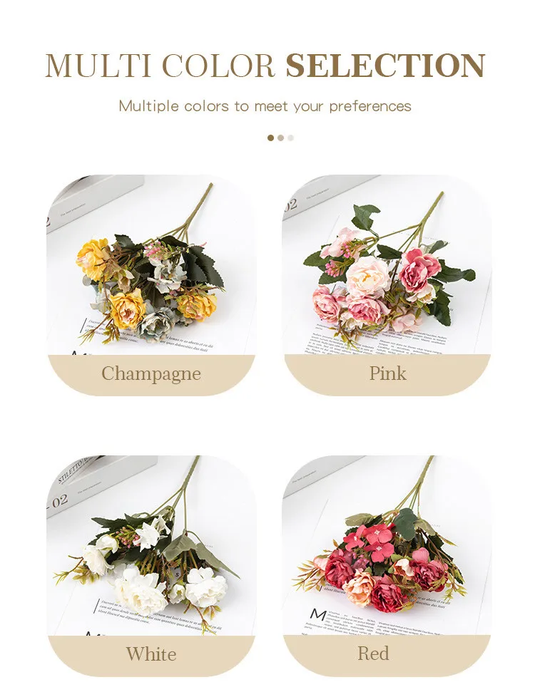 1 Stück Künstliche Blumen Seide Pfingstrose Rosen Hochzeit Brautstrauß Festival Home Outdoor Garten Kranz Wandkunst DIY Geschenk Dekorationen – Detail 6