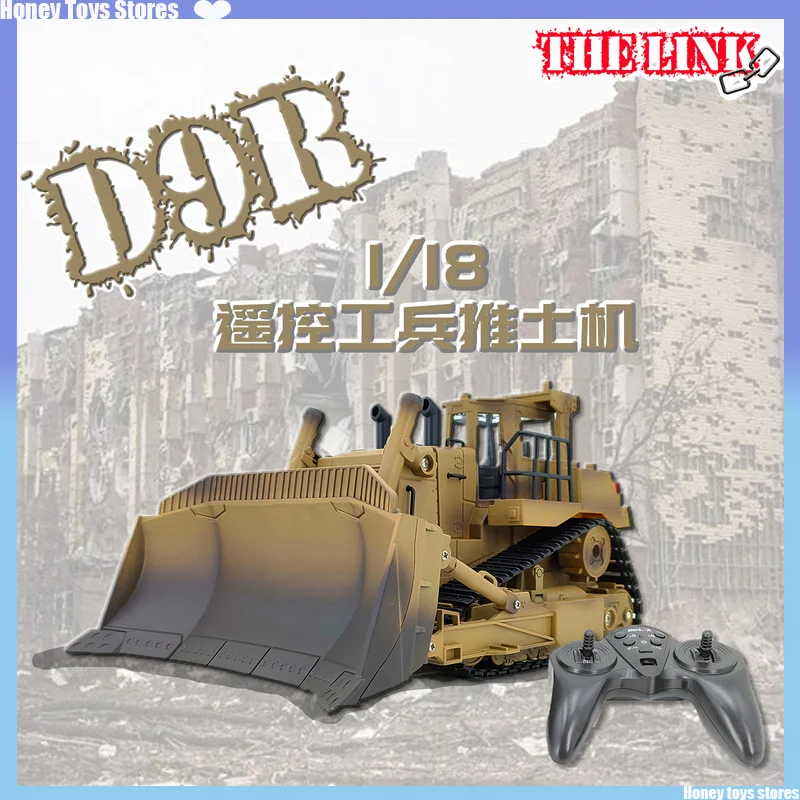 Huina New 1:16 Scale D9R Desert Engineer Bulldozer Remote-Controlled Car Multifunctional RC Engineering Vehicle Kids Xmas Gifts