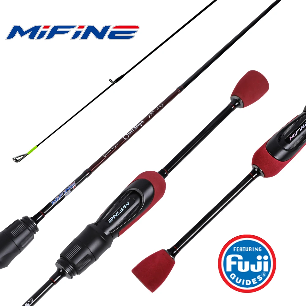 Canne ultralight MIFINE 0.5-5g anneaux Fuji - Tips creux carbone 30T - Pour truite et pêche fine