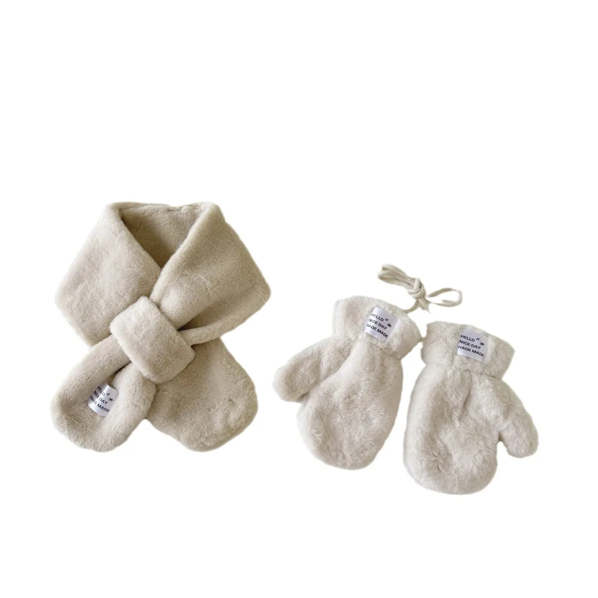 Children's Scarf Gloves Set Autumn Winter Thicken Warm Solid Color Kids Gloves & Mittens Baby Accessories