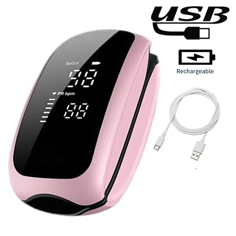 Şarj edilebilir Tıbbi Oksimetre Kayışı Kordon Parmak Ucu Nabız Oksimetresi Kan Oksijen Doygunluğu Monitörü Dijital LED Ekran Çocuk