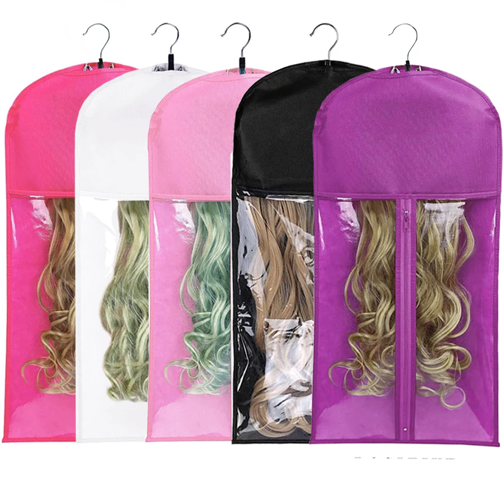 цена Wig Bags Storage With Hanger- 1set Hair Extensions Storage Bag Hair Hangers For Extensions Hairpieces Storage Holder