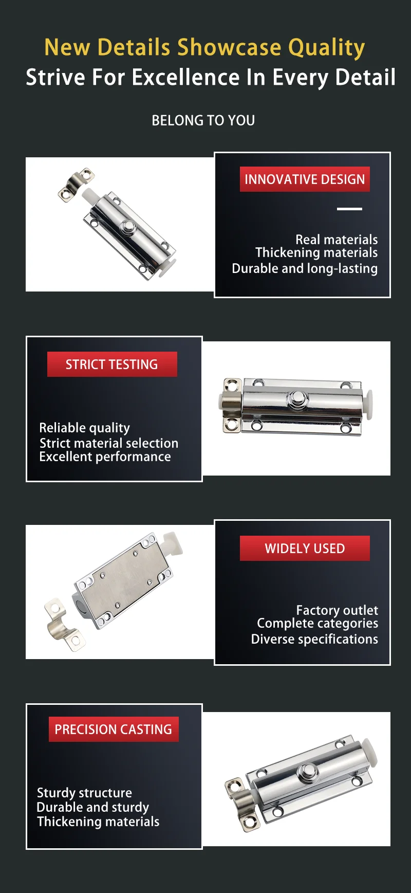 Description Picture 5 of itemZinc Alloy Industrial Button Press Type Automatic Spring Rebound Locking Cabinet Door Bolt Buckle Lock