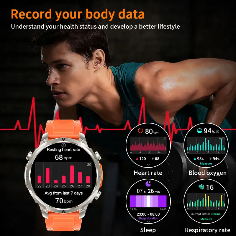 LIGE New Men Sports Smart Watch GPS Heart Rate Monitor LED Flashlight Compass Bluetooth Call IP68 Waterproof man Smartwatch 2026