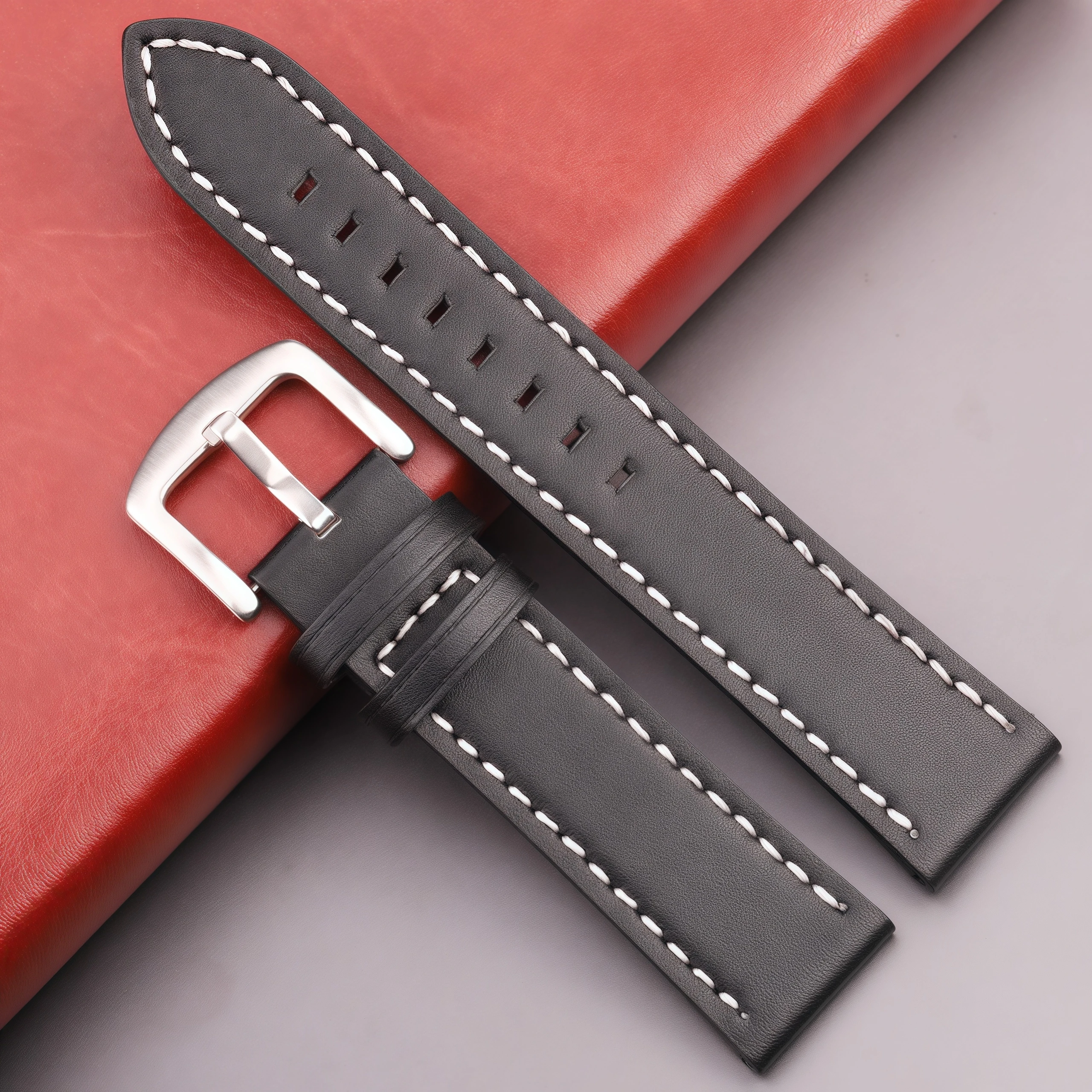 Classic Leather Watch Band - Premium Replacement Strap in 4 Timeless Colors