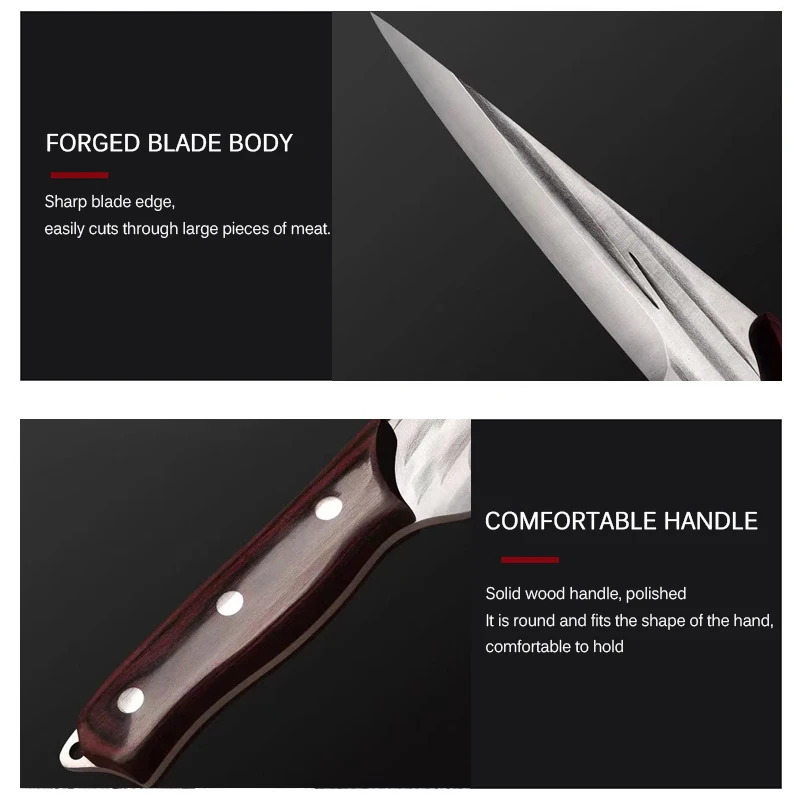 Forged Kitchen Knife Meat Cleaver High Carbon Clad Steel For Meat Fish Fruit Vegetables Professional Butcher Boning Knife With Cover