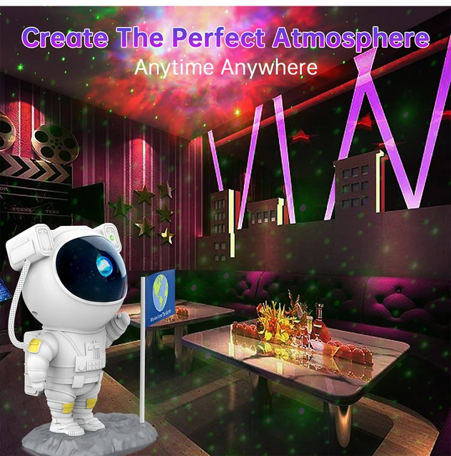LUXONIC Proyector de astronauta galaxia con altavoz de música Bluetooth,  control remoto y temporizador, luz de proyector de Nebula Star Space Buddy