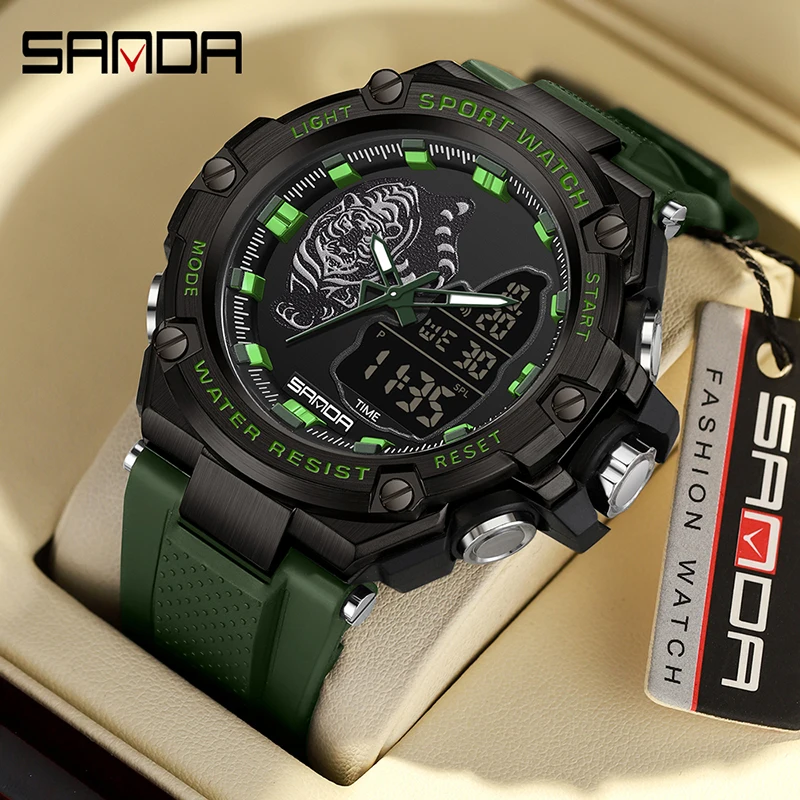 SANDA Sports Watch Top Brand Cool Men Watch Luminous HD LED Display Electronic Watches Timer Alarm Clock Relogio Masculino 3173 ts 5210 led digital projection alarm clock fm radio time projector table clock temperature and humidity meter