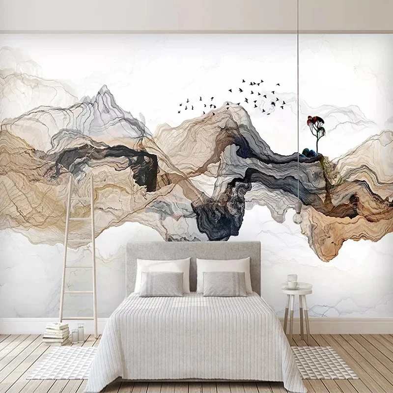 Personalizado Mural Papel de Parede 3d Abstrato Fumaça Montanha Água Fundo Decoração da Pintura Quarto Sala Estudo Casa
