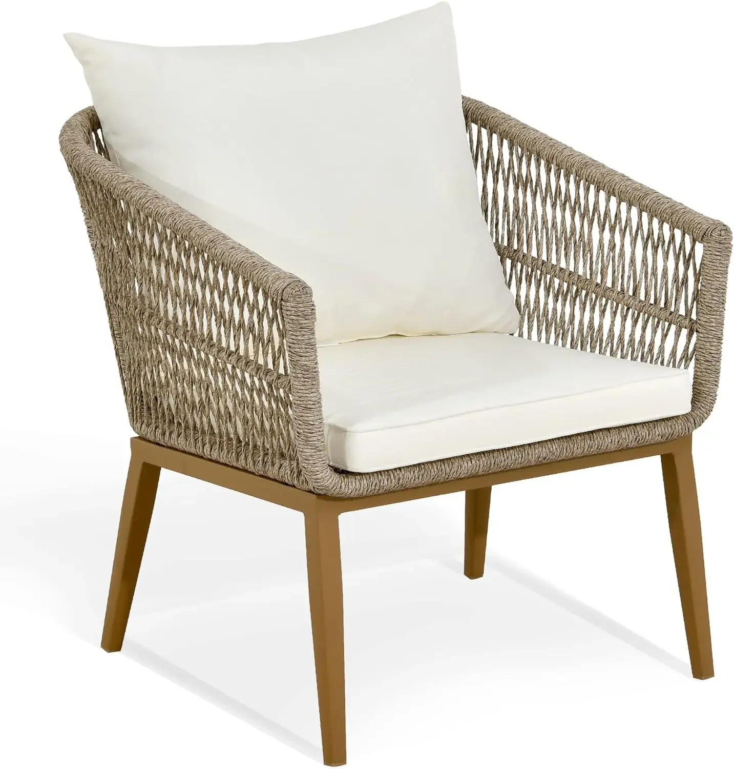

Outdoor Dining Single Sofa Chair, Indoor-Outdoor Wicker Bistro Chairs, PE Rattan Outdoor Armchair Seating for Patio, Backyard