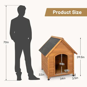 Dog House,Wooden Pet House for Medium Dogs,Dog Shelter Indoor Outdoor Doghouse,with Waterproof Roof, Elevated Floor,4 2