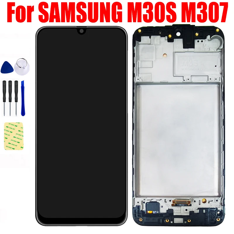 

ЖК-дисплей для SAMSUNG Galaxy M30S M307 M307F M307F/DS, экран с сенсорной панелью, дигитайзер, датчик в сборе, рамка