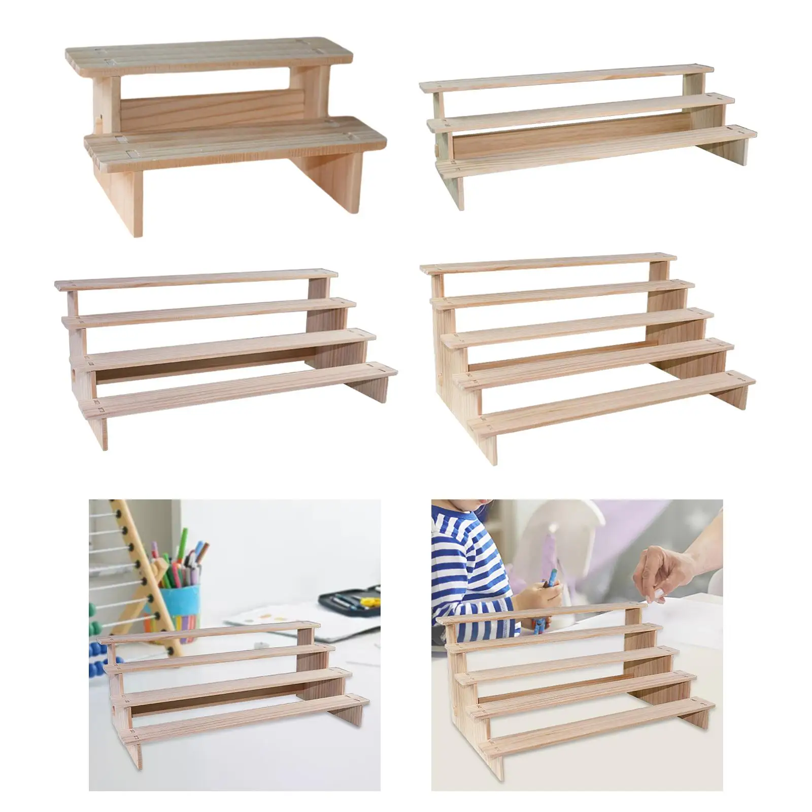 Wooden Display Riser Shelf Decor Practical Tabletop Collectibles Display Stand