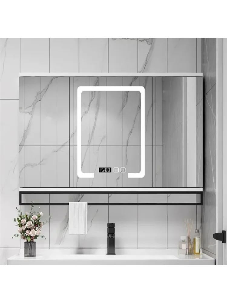 Smart Bathroom Mirror Cabinet Wall-mounted De-fog Storage Mirror Cabinet Simple Fashion Furniture Espejo Gabinete FYBC