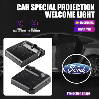 2pcs LED Car Logo Door Welcome Laser Light Wireless Projector Lamp For Ford Focus ST Line Mustang Fiesta Kuga Edge Accessories 1