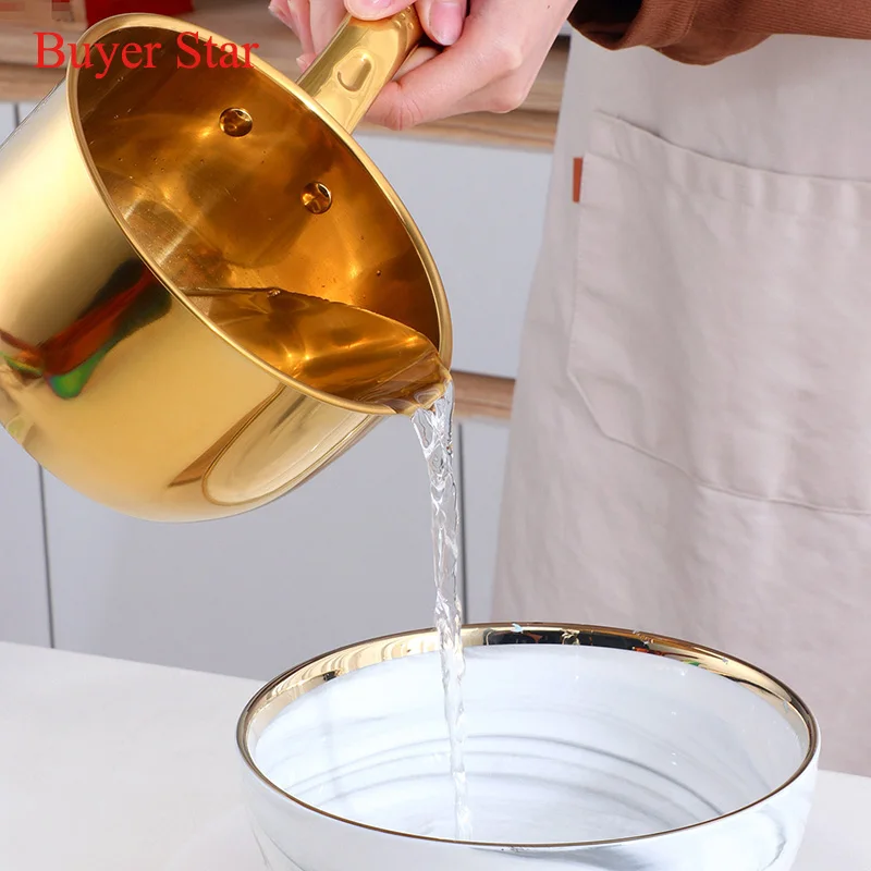 Stainless Steel Spoons Gold Long Handle Water Scoop Stainless steel Soup Ladle Pot Tableware Household Kitchen Accessories for Restaurant Hotel utensil