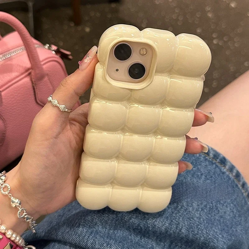 Candy Color 3D Block Lattice Shockproof Phone Case - Soft Silicone Glossy Finish