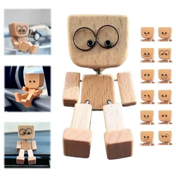 Handcrafted Wooden Shaking Man Figurine - Unique Desktop and Home Decor Ornament (With 12 emojis)