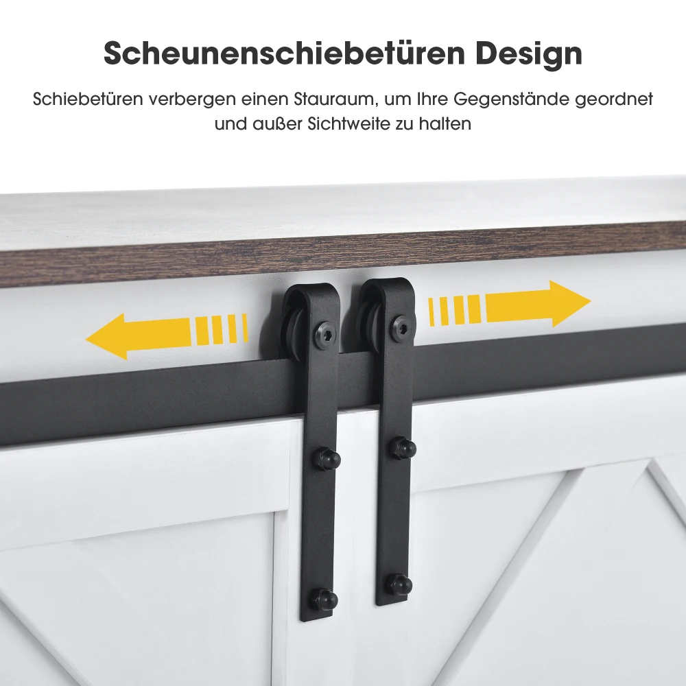 Moderner 150 x 40 x 60 cm großer TV-Schrank – klassische Schiebetüren + verstellbare Regale, multifunktionales Entertainment-Center-Sideboard – Detail 6