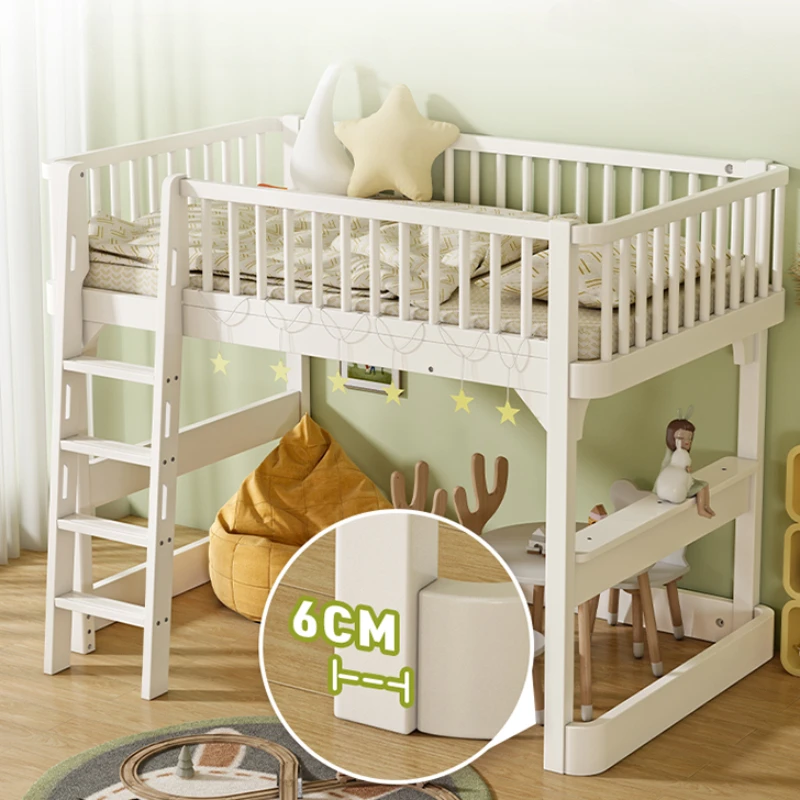 King Size Children Bed American Wood White Loft Bed Modern Comferter Cama Infantil Bedroom Set Furniture Queen