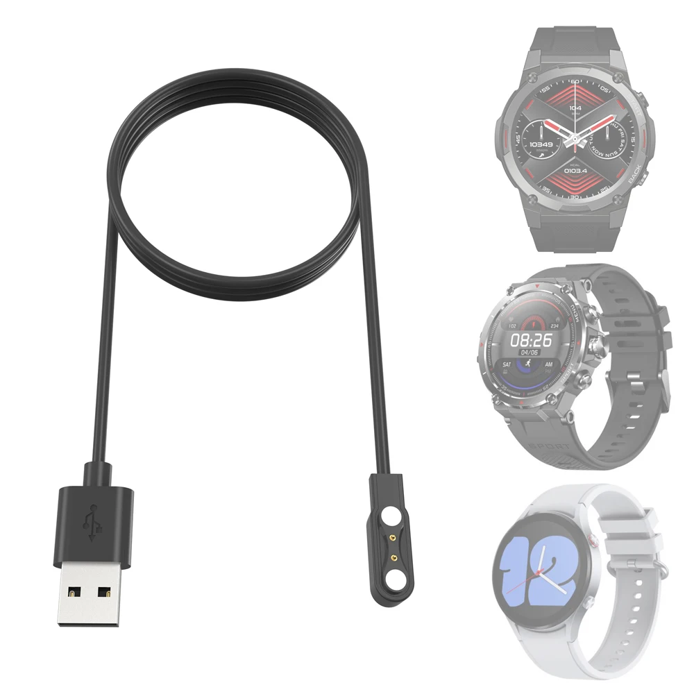 스마트워치 도크 충전기 어댑터 USB 충전 케이블, Zeblaze Vibe 7 Pro Lite Stratos 2 Ares GTR GTS 3 Plus용 스마트 워치 충전