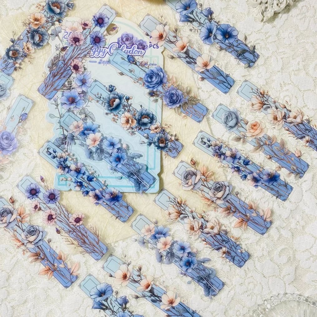 20개 PET 롱 스트립 스티커 스크랩북 스티커, 스크랩북킹, 정크 저널링, DIY 장식, 카드 제작, 노트북용