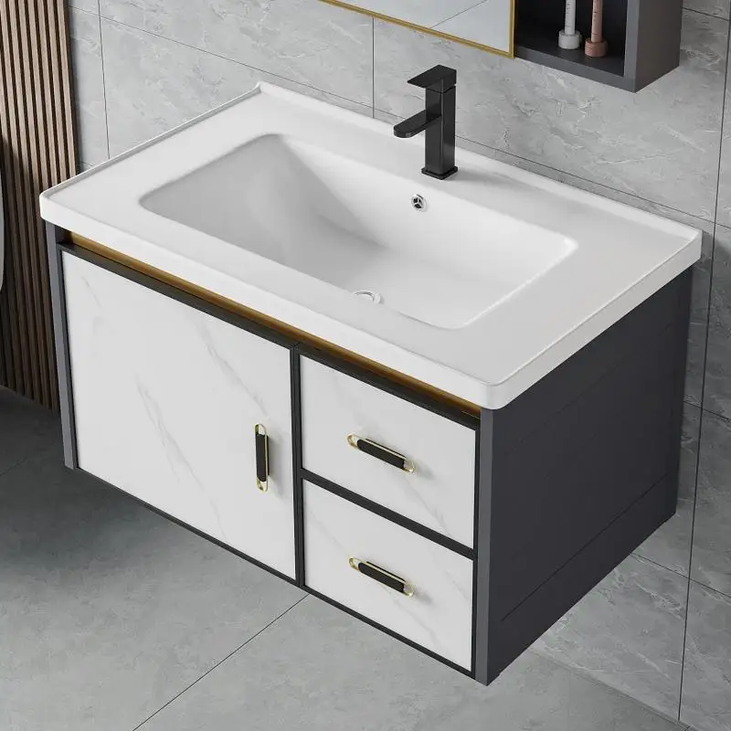 Smart wall-mounted washbasin combination washbasin Small unit washbasin toilet Space aluminum bathroom cabinet simple 4