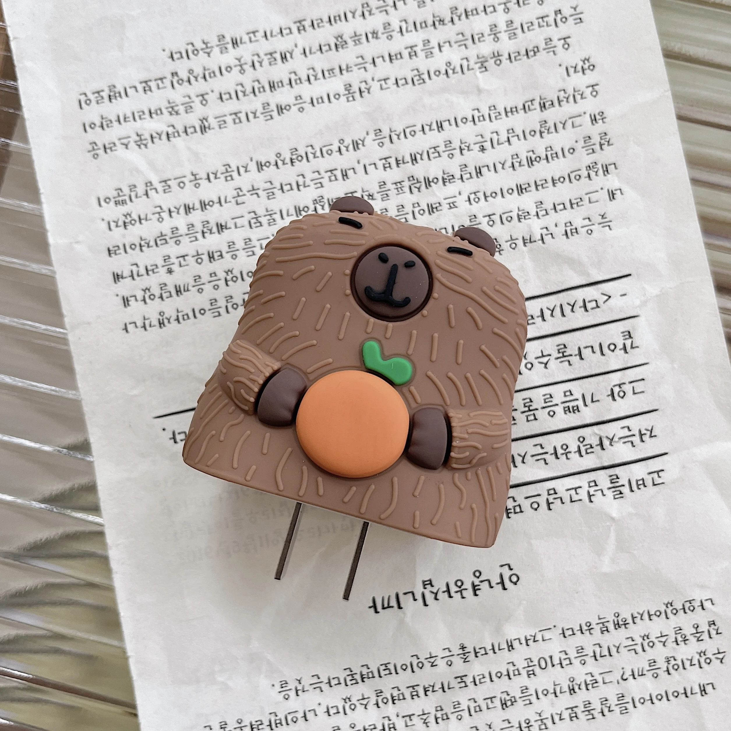 Set of 4 Kawaii 3D Cartoon Capybara Cable Protectors - Charger Cover & Winder Accessories