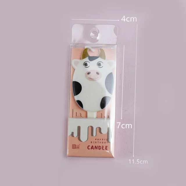 Cupcake Party Supplies Kids Birthday Candle Cute Cow Number Cake Topper Animal Baking Decor Wedding Dessert Insert Decor