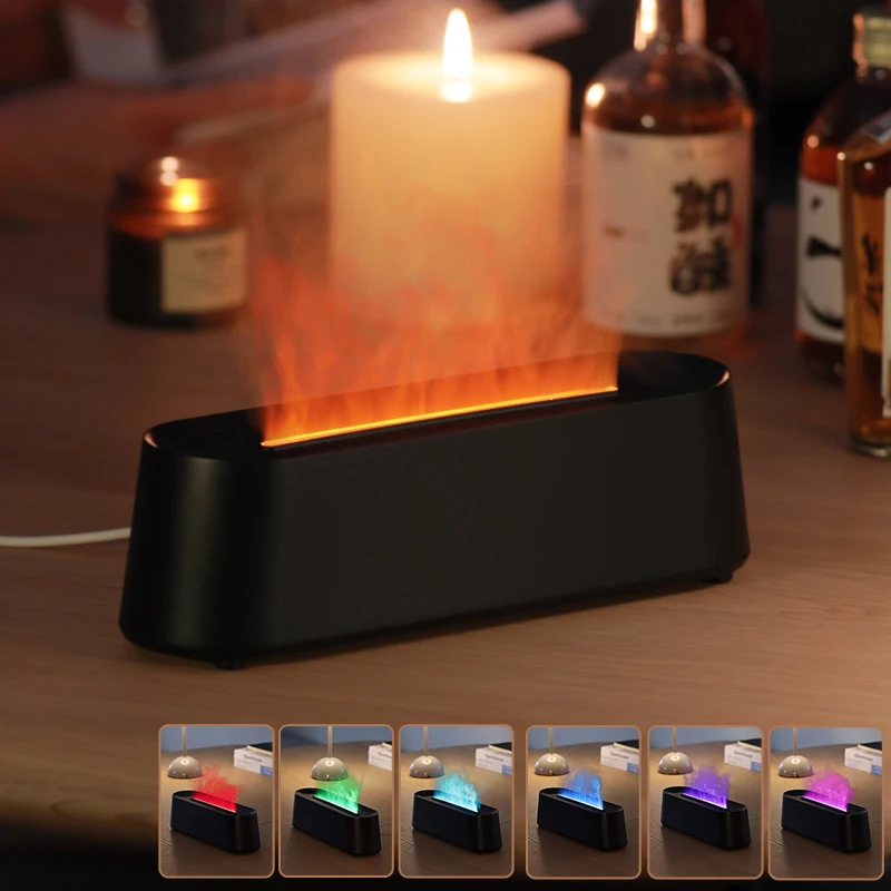 300ML Aroma Oil Diffuser Air Humidifier Seven-Color Flame Car USB Aromatherapy with remote control Portable Cool Mist Usb Led