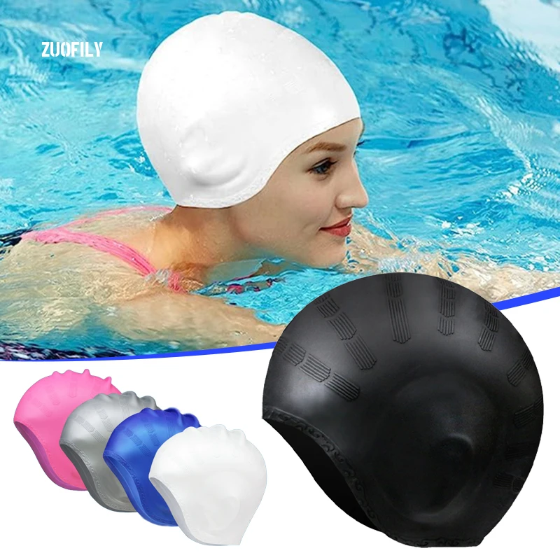 Waterproof Swimming Cap Men Women High Elasticity Ears Protection Silicone Diving Cap For Summer Beach Swimming Diving Caps New