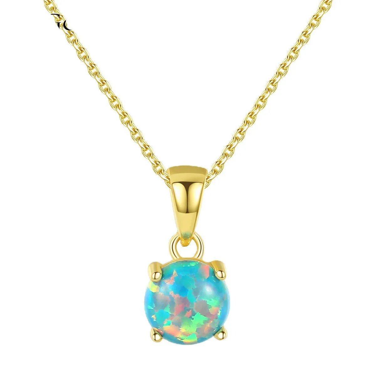 

Opal Gemstone Pendant Necklace For Women S925 Sterling Sliver 14K Gold Plating Romantic Wedding Gift Valentine's Jewelry