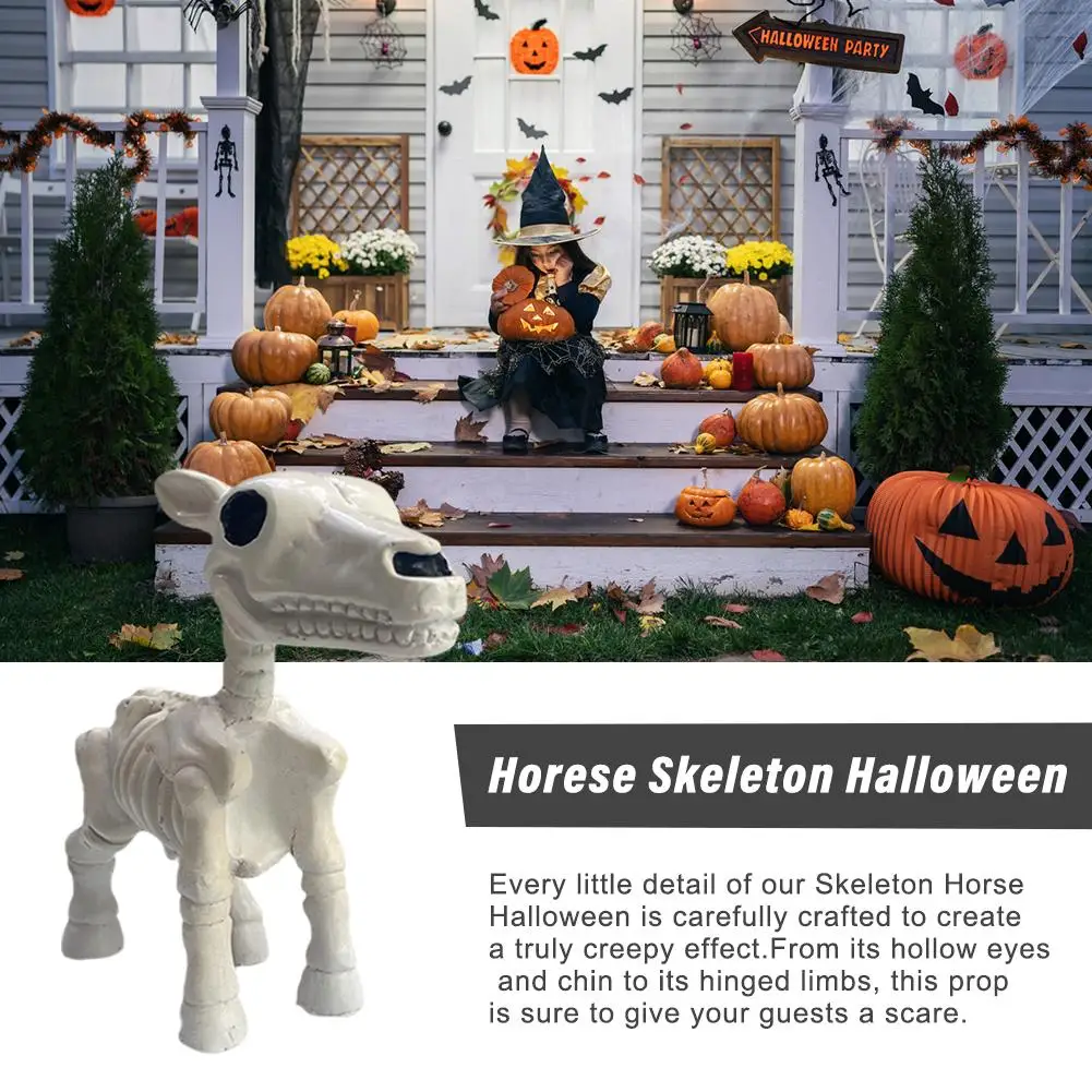 

Halloween Horse Skull Statue Ornaments Resin Skeleton Sculpture Props Haunted Halloween Decoration Party House Horse Courty U4U3