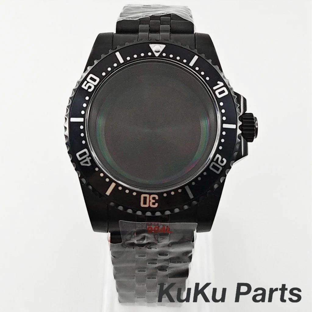 Black Purple GMT Bezel Watch Case with PVD Black Jubilee Bracelet and Sapphire Crystal