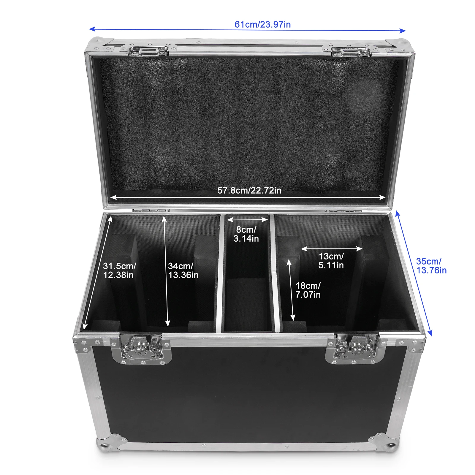 Fieryzeal Airline Case Heavy-duty Gator Case with Built in Wheels Handle for (2) 19x15W Moving Head Light Stage Light Flycase 3