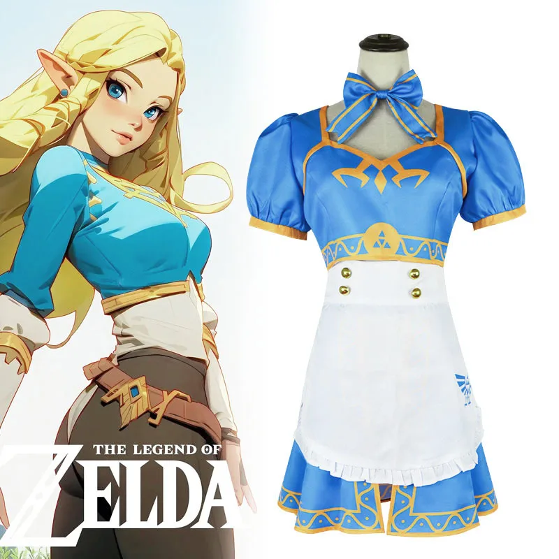 

Game Breath of The Wild Cosplay Women Princess Maid Outfit Apron Dress Costume Lolita Skirt Outfits Halloween Carnival Link Suit